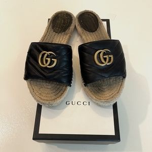 GUCCI Leather Espadrilles Black Size US 7.5/EU 38